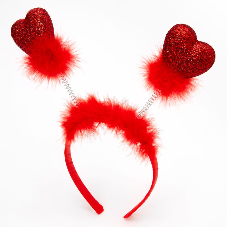 Red Glitter Hearts Deely Bopper Headband,