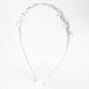 Silver Sleek Rhinestone Pave Leaf Headband,