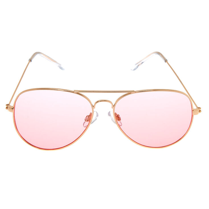 Pink Tinted Aviator Sunglasses | Claire's US