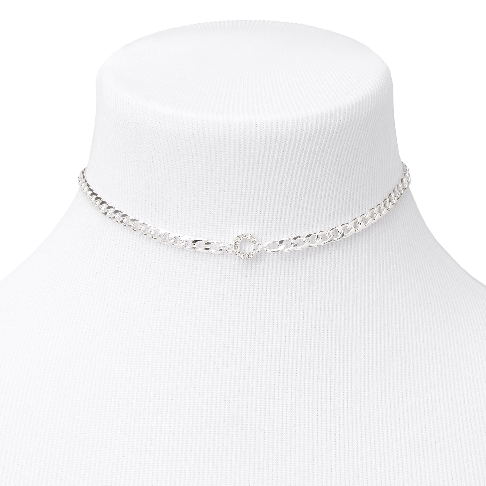 Silver initial deals choker necklace