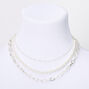 Silver Pearl Chain Multi Strand Necklace,