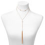Gold Pearl Fringed Multi Strand Lariat Necklace,
