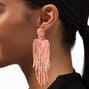 Pink Beaded Fringe 3&quot; Drop Earrings,