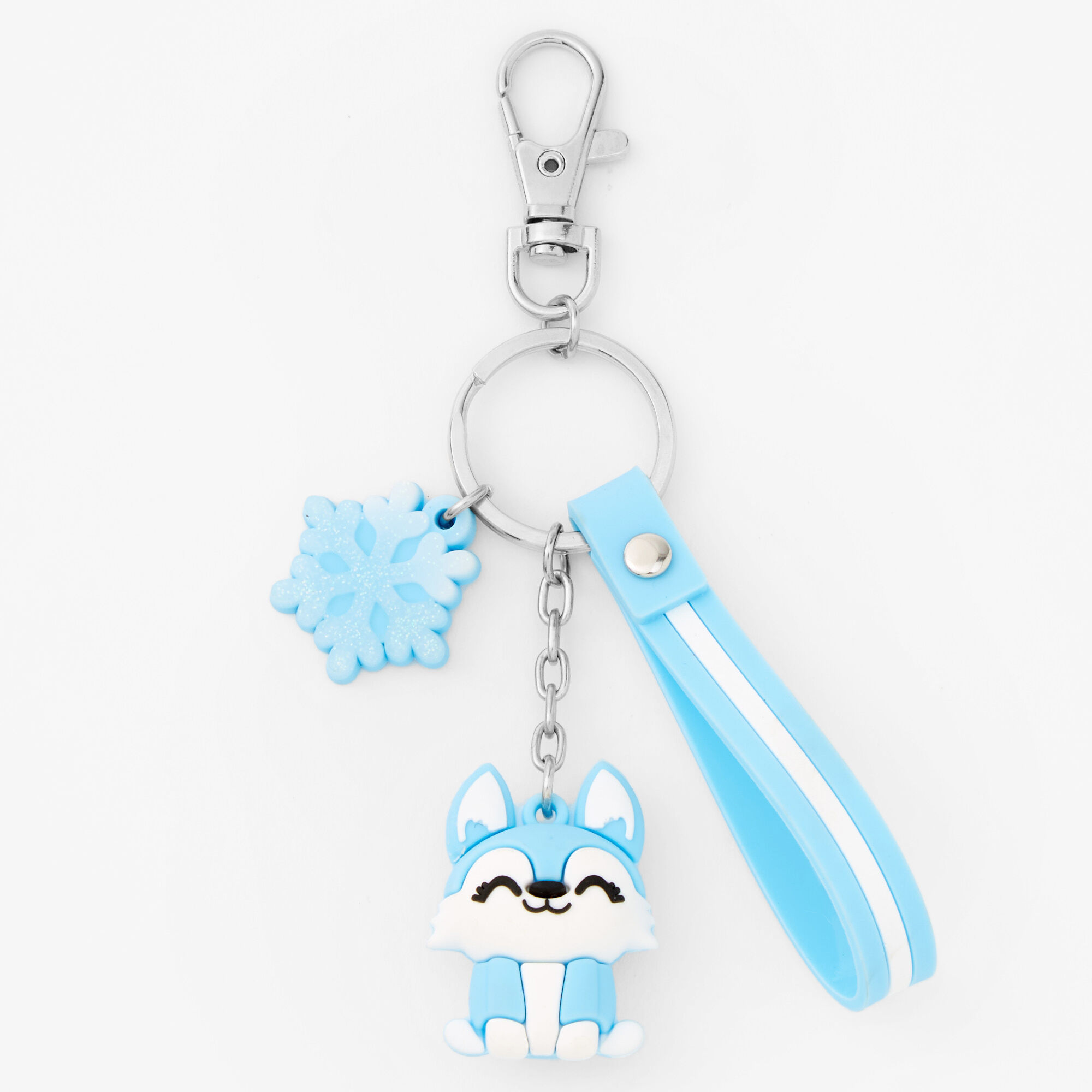 Claire's Porte-clés husky en silicone - Bleu