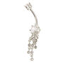 Cubic Zirconia Silver-tone Drapes 14G Belly Ring,