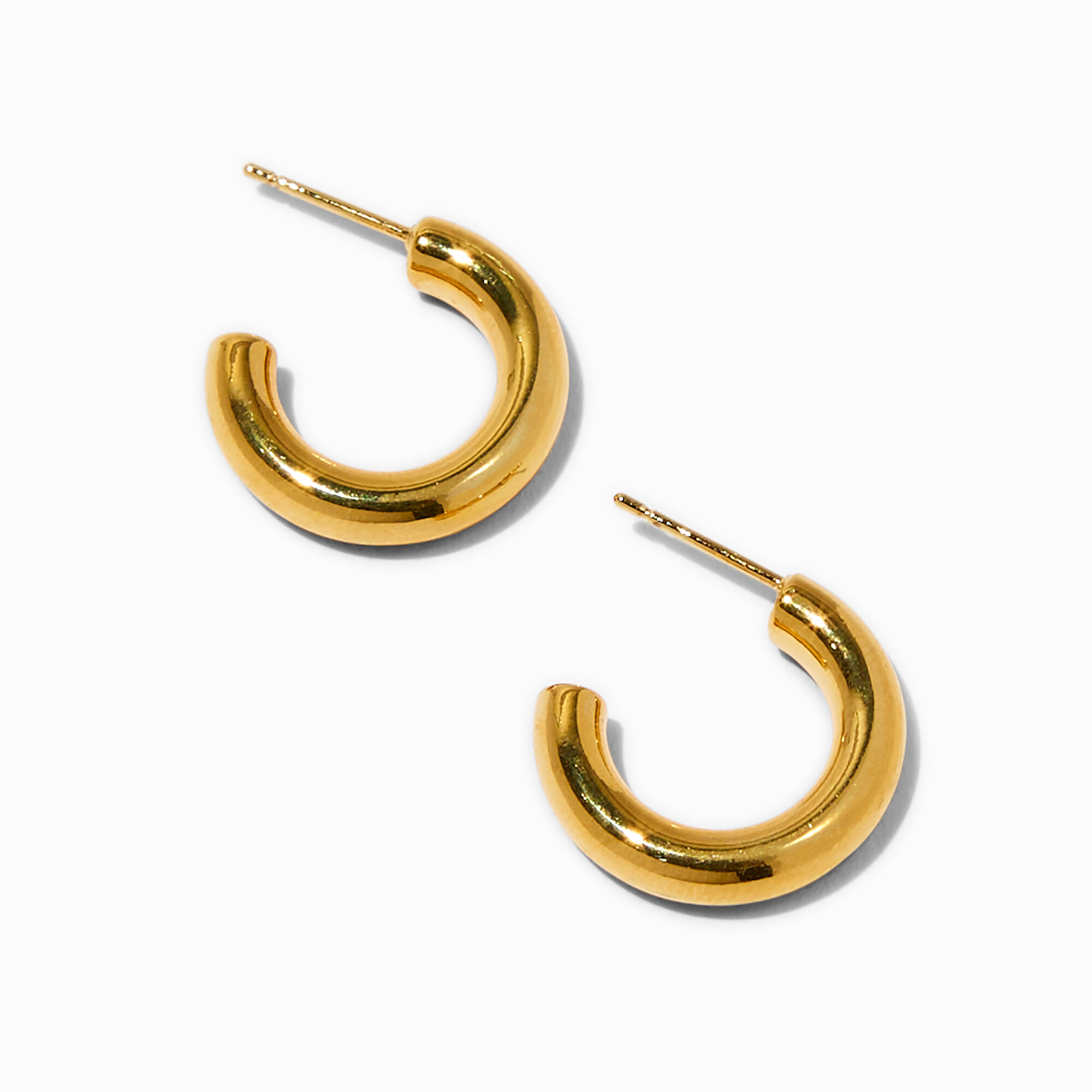 View C Luxe By Claires 18K Gold Plated 12MM Post Back Hoop Earrings Yellow information