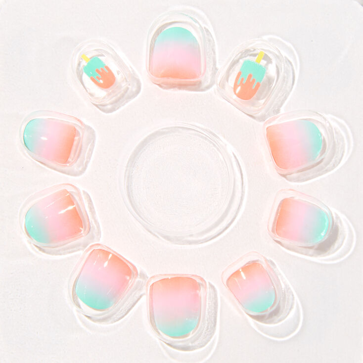 Claire&#39;s Club Ombre Popsicle Square Vegan Press On Faux Nail Set - 10 Pack,