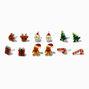 Glittery Christmas Icons Stud Earrings - 6 Pack,