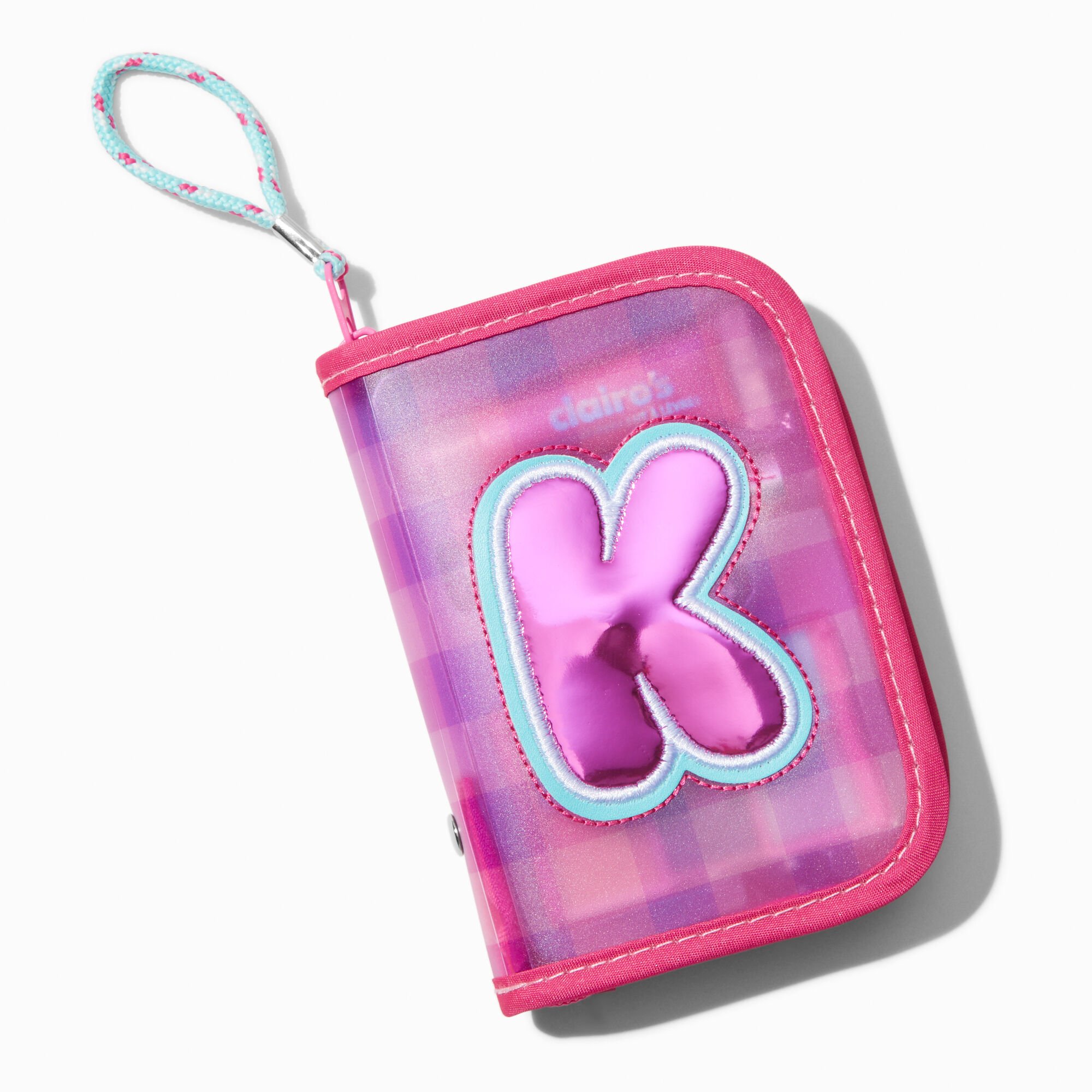 Initial Zipper Makeup Set Wristlet - K,