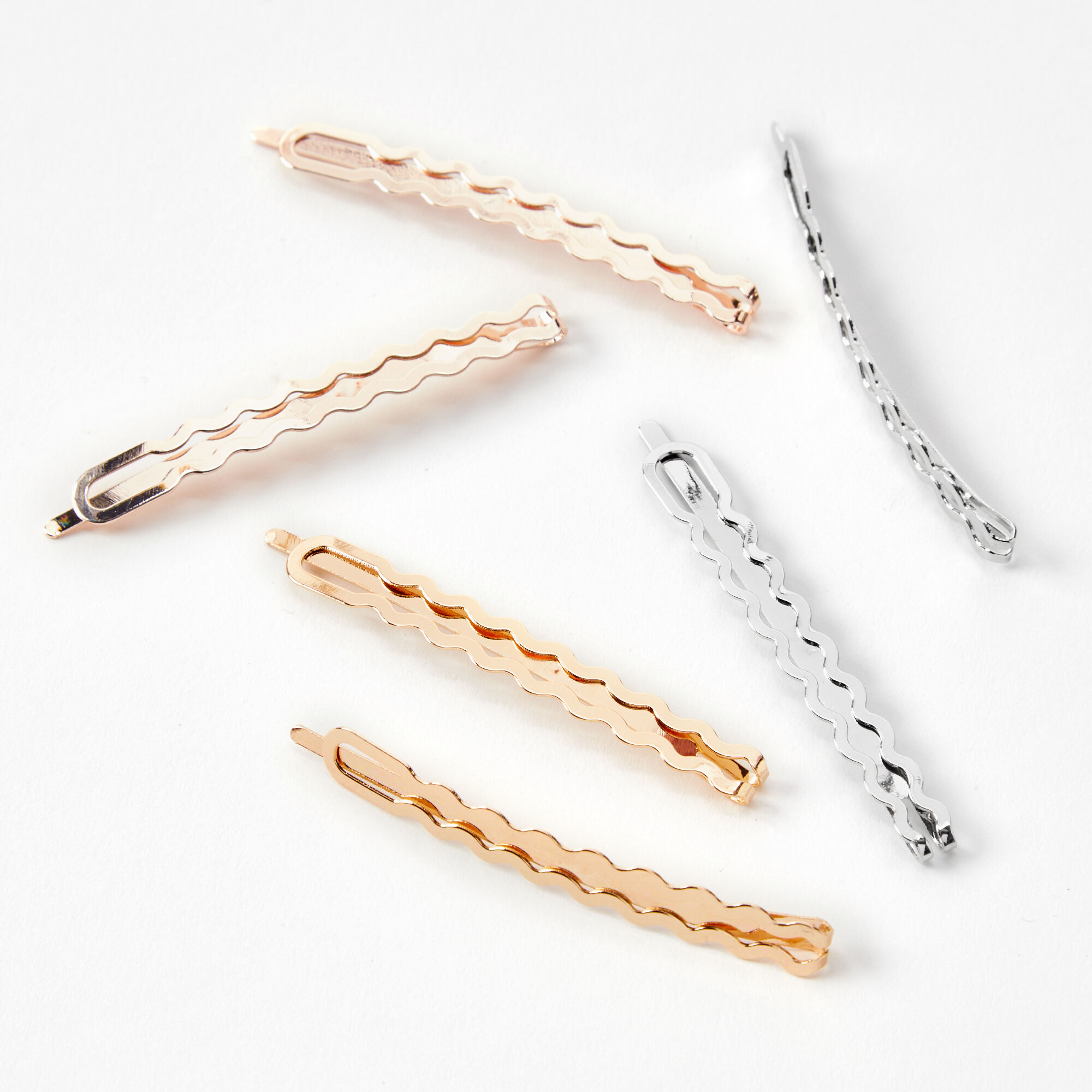 Claire's Épingles à cheveux aux bords ondulés en métaux mixtes - Lot de 6