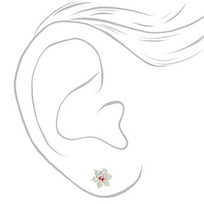 Flowers and Crystals Assorted Stud Earrings - 9 Pack,