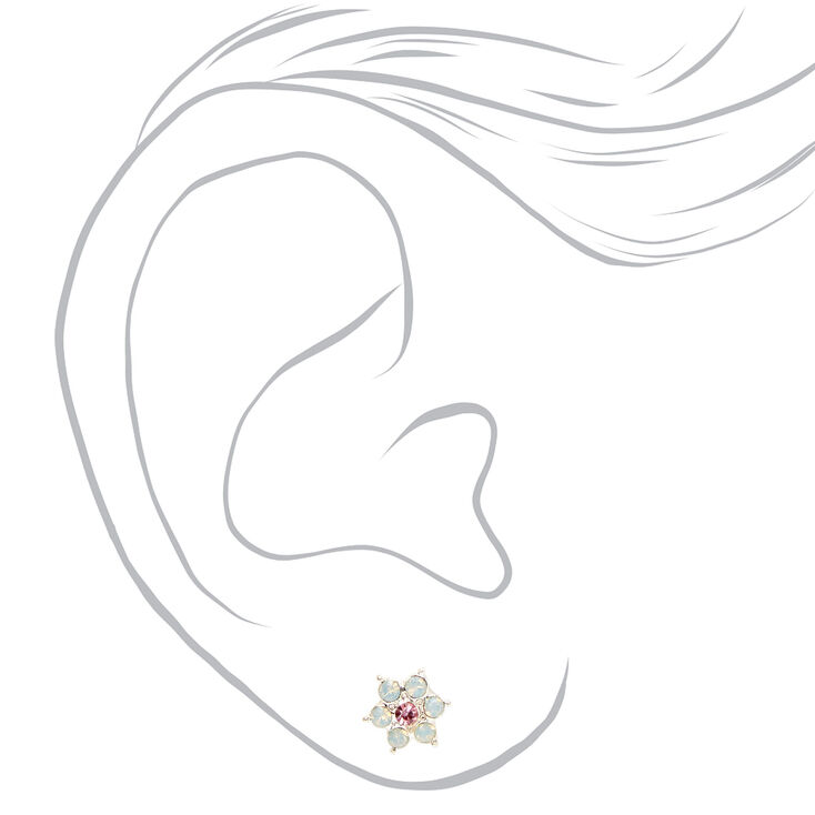 Flowers and Crystals Assorted Stud Earrings - 9 Pack,