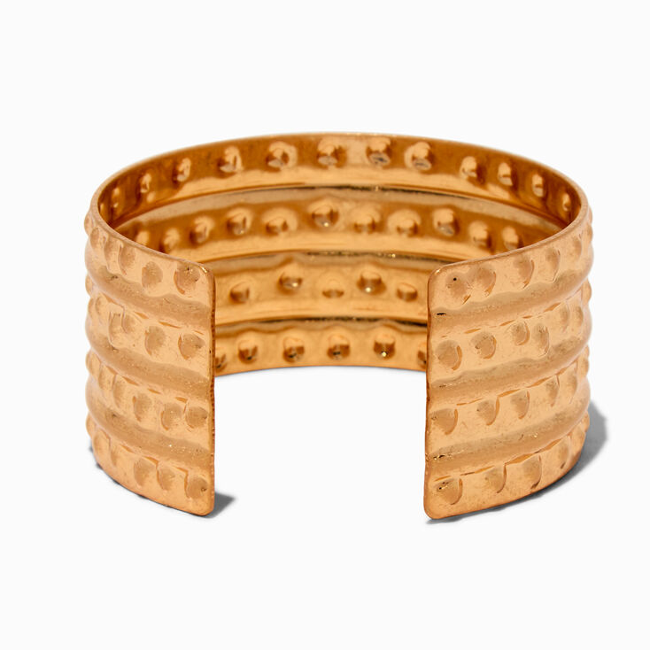 Gold-tone Dot Textured Cuff Bracelet,