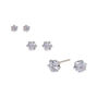 Sterling Silver Cubic Zirconia Round Stud Earrings - 2MM, 3MM, 4MM,