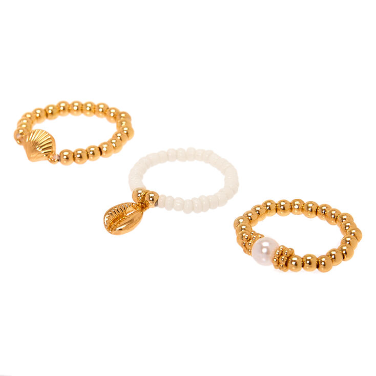Gold Shell Stretch Rings - 3 Pack,