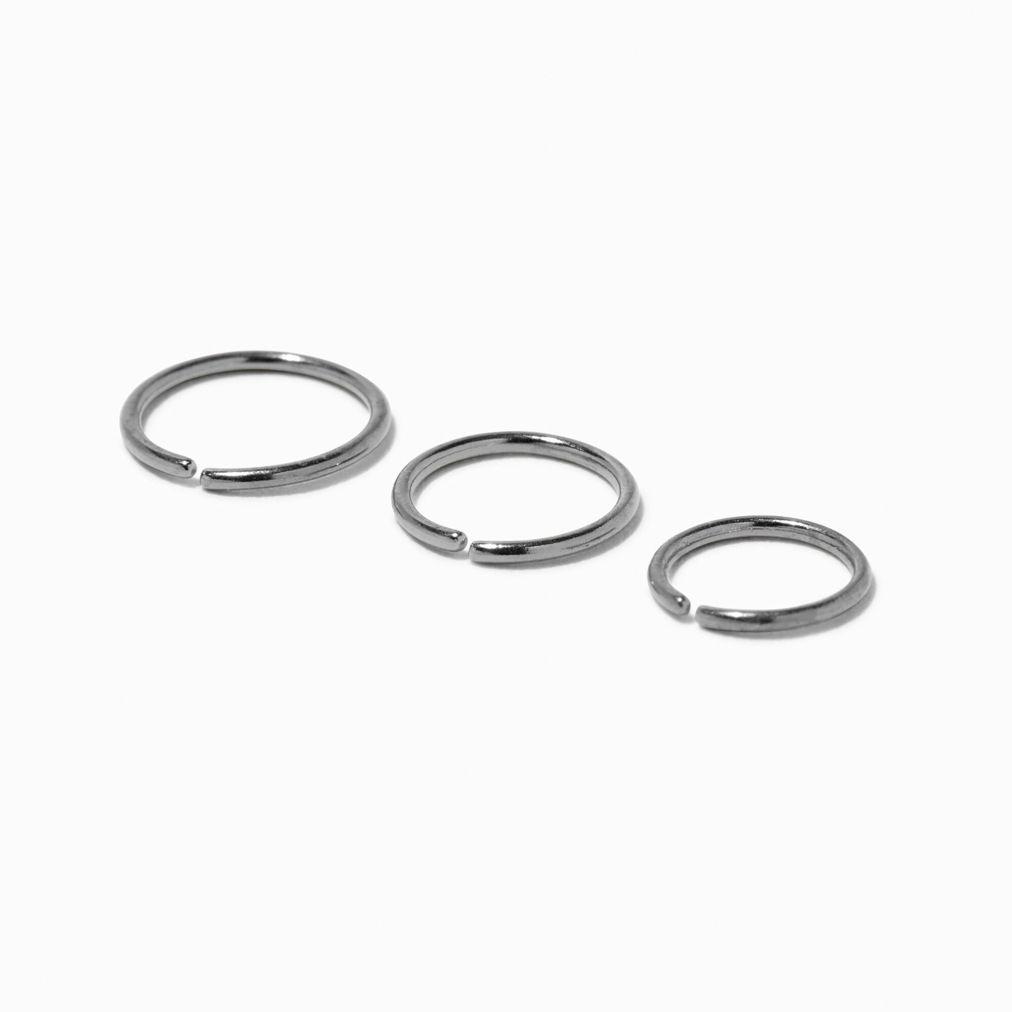 View Claires 20G Mixed Nose Hoops 3 Pack Silver information