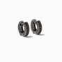 Hematite Black Embellished 15MM Huggie Hoop Earrings,
