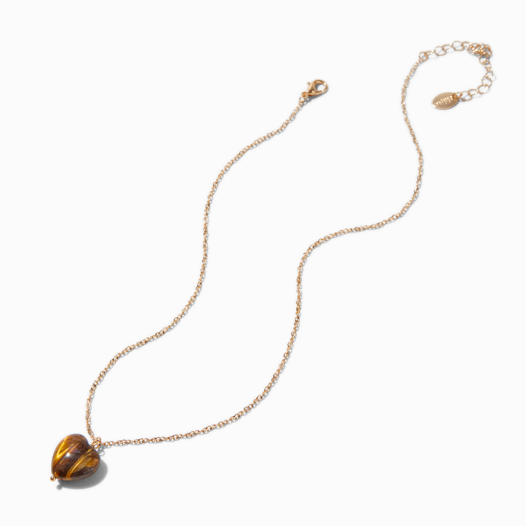 Tiger's Eye Heart Pendant Necklace ,