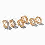 Boucles d&rsquo;oreilles &agrave; clip 20&nbsp;mm textur&eacute;es strass couleur dor&eacute;e - Lot de 3,