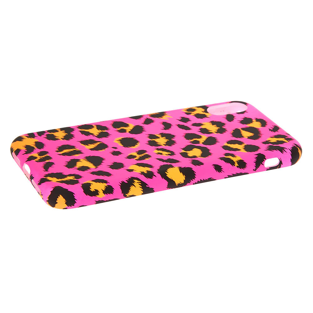 Neon Pink Leopard Print Phone Case - Fits iPhone XR,