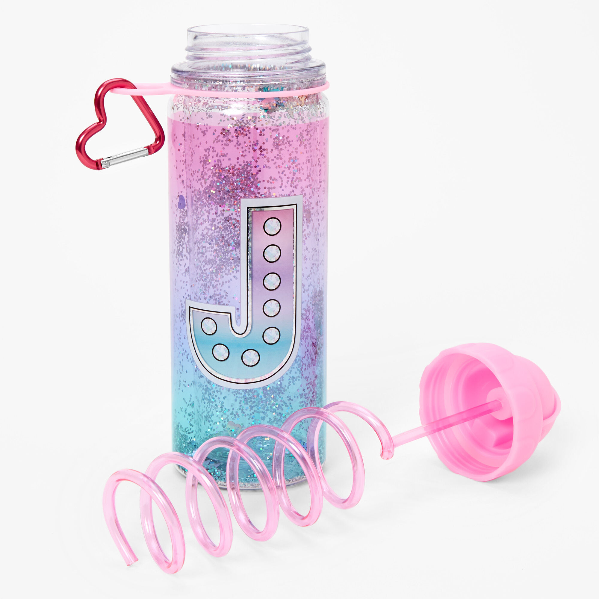 Initial Water Bottle - Pink, J,