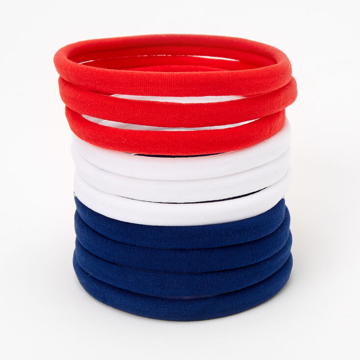Red, White, &amp; Blue Rolled Hair Ties - 10 Pack,