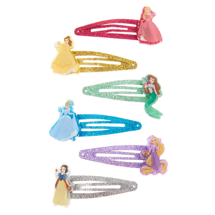 &reg;Disney Princess Glitter Snap Hair Clips &ndash; 6 Pack,