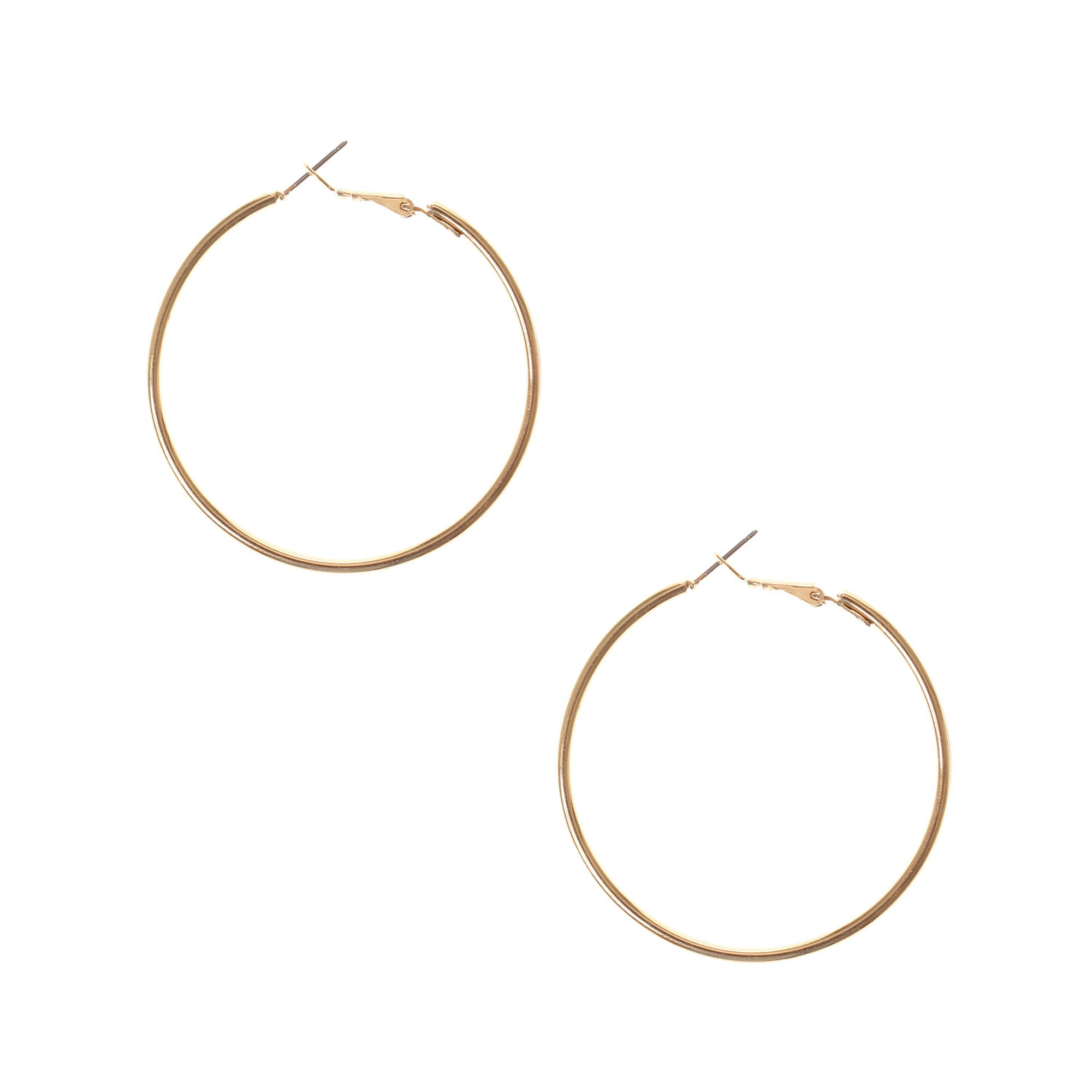 View Claires Tone Medium Hoop Earrings Gold information