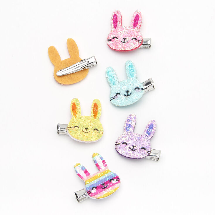 Claire&#39;s Club Glitter Bunny Rabbit Hair Clips - 6 Pack,