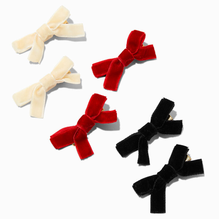 Claire&#39;s Club Holiday Velvet Mini Bow Hair Clips - 6 Pack,