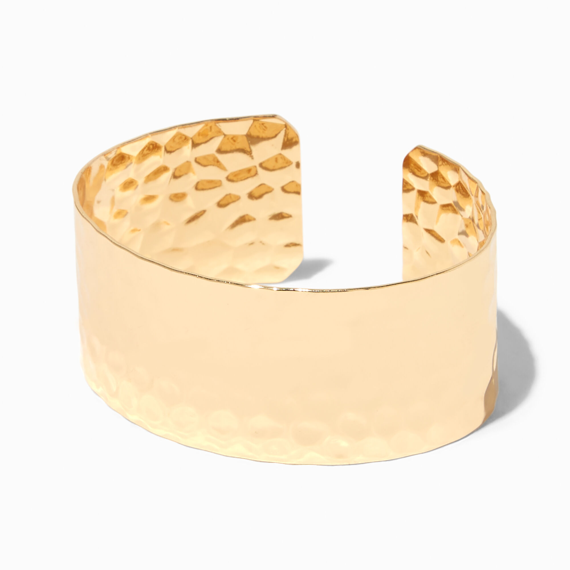 View Claires Tone Hammered Cuff Bracelet Gold information