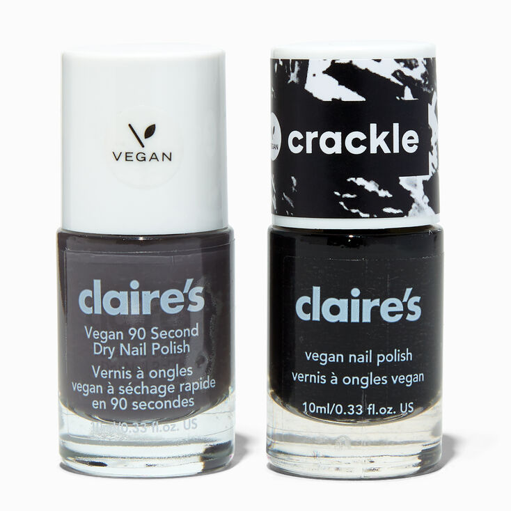 Black &amp; Gray Crackle Vegan Nail Polish Set - 2 Pack,