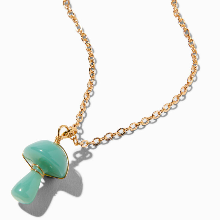 Green Mushroom Pendant Necklace,