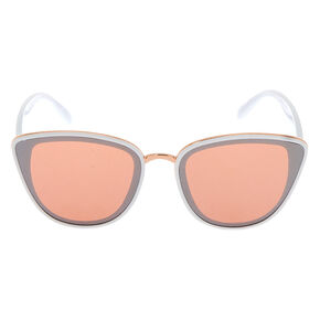 Lunettes de soleil &oelig;il de chat style mod effet miroir - Blanc,