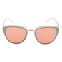 Mirrored White Mod Cat Eye Sunglasses,