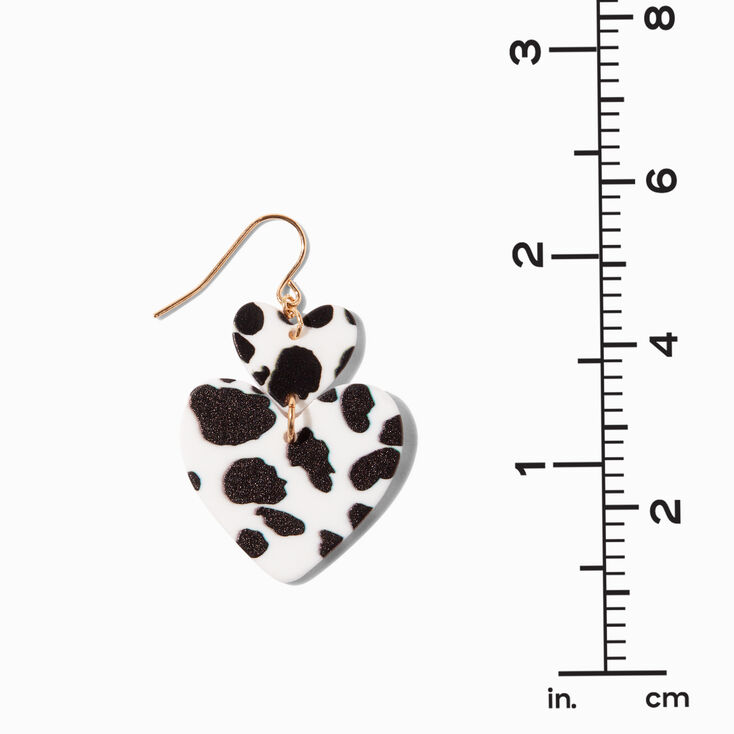 Cow Print Hearts 1.5&quot; Drop Earrings,