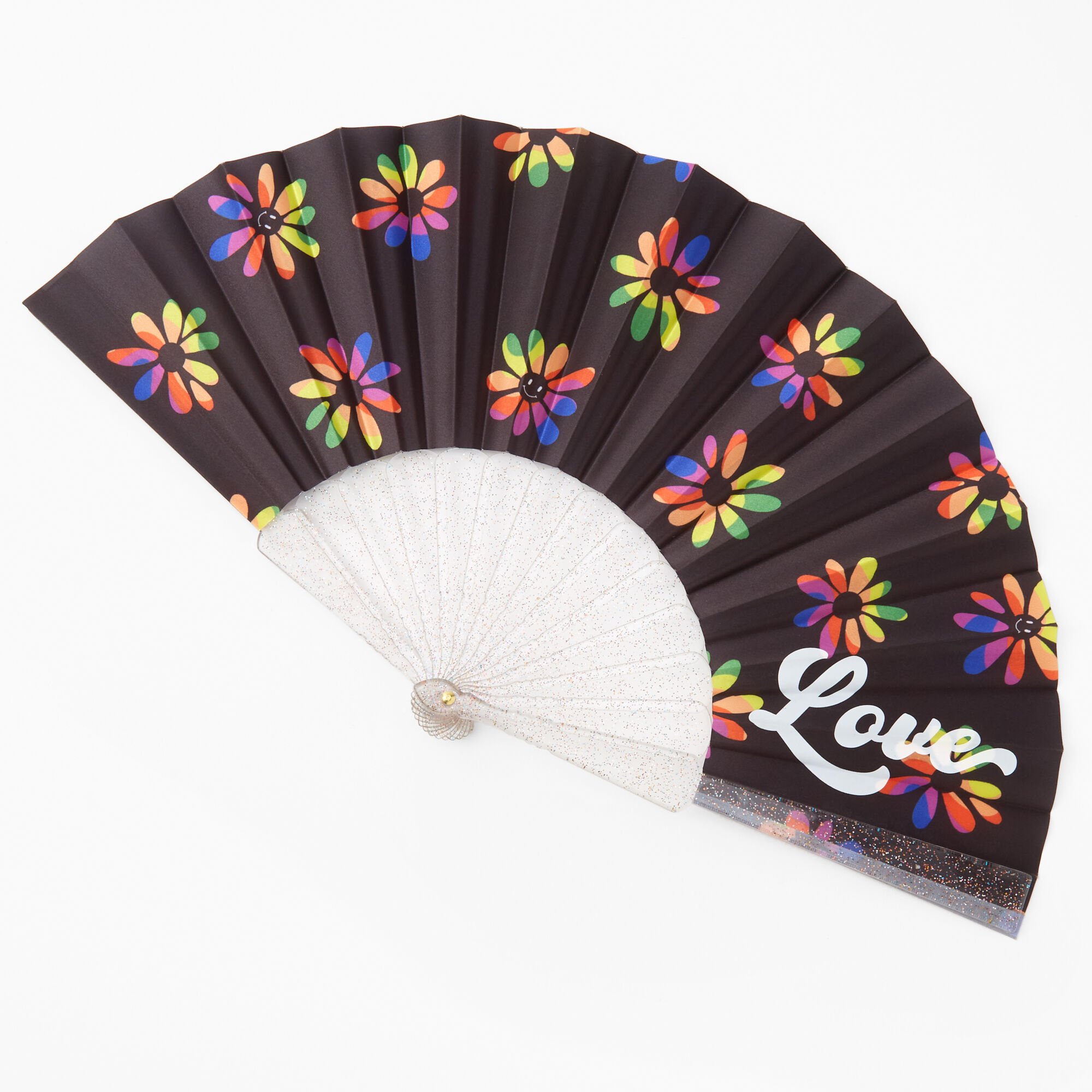 Daisy Rainbow Pride Folding Fan,