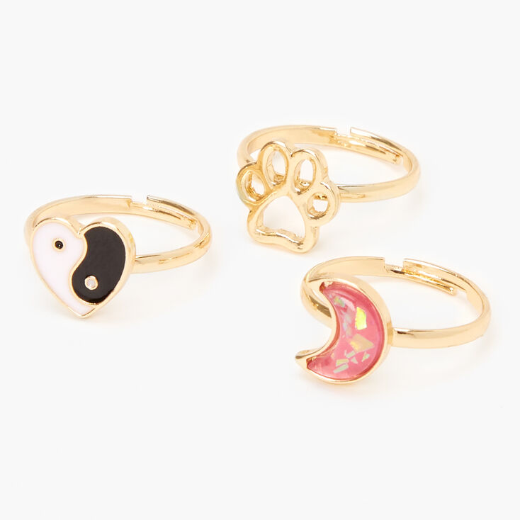 Gold Mixed Rings - 3 Pack,