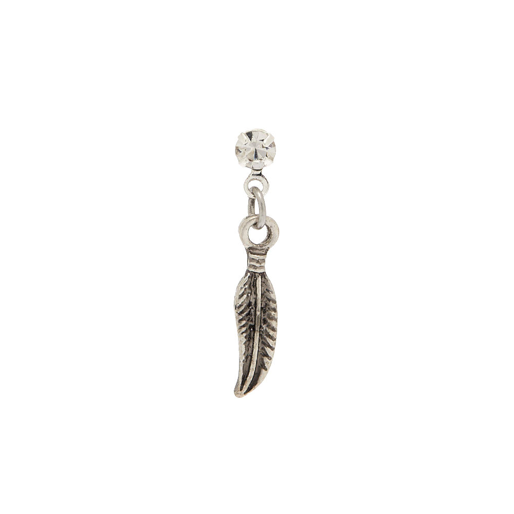 Silver 14G Feather Charm Cartilage Earring,