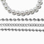 Silver-tone Bead &amp; Pearl Bracelet Set - 4 Pack ,
