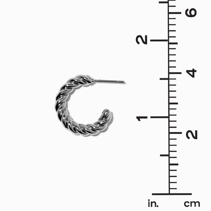 Silver-tone Twisted Rope 20mm Hoop Earrings,