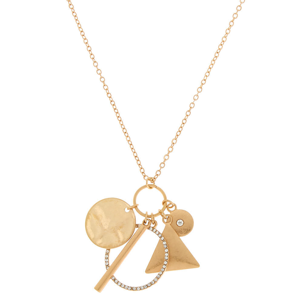 Gold Geometric Long Pendant Necklace,