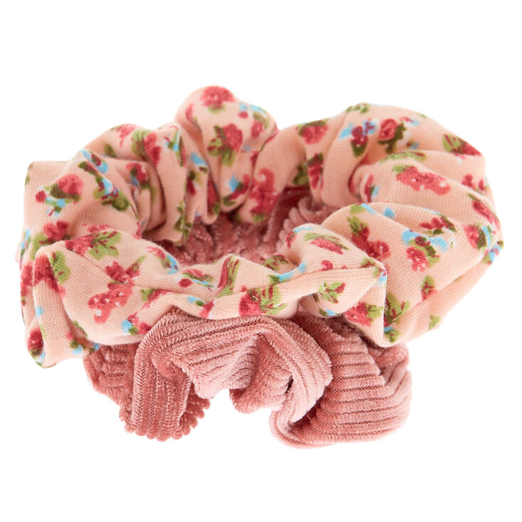 Claire's Lot de 2 chouchous à motif floral rose tendre en imitation velours