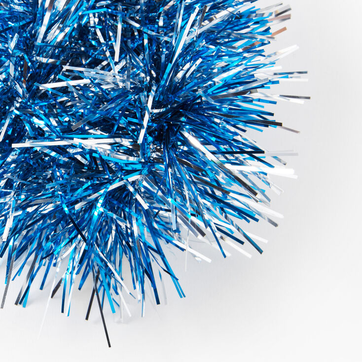 Medium Tinsel Hair Scrunchie - Blue &amp; Silver,