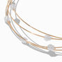 Pearl-Embellished Gold-tone Wire Collar Necklace,