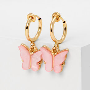 Pink Butterfly Clip-On Earrings,