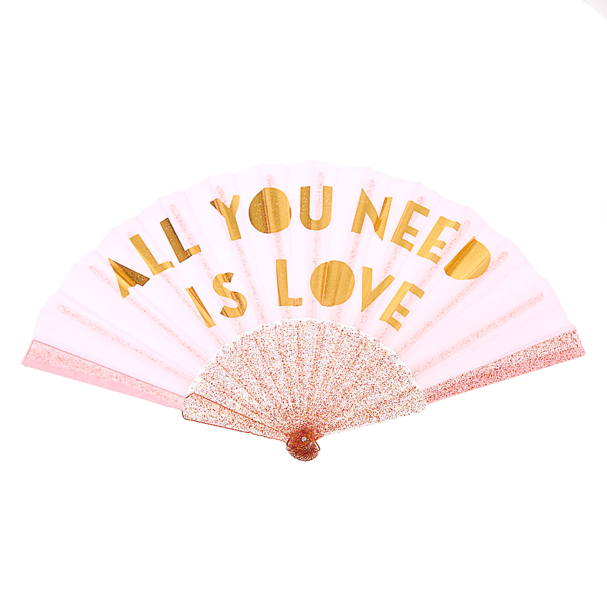 View Claires All You Need Is Love Folding Fan Pink information
