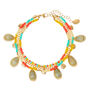 Gold Tropical Beaded Cowrie Shell Multi Strand Anklet,