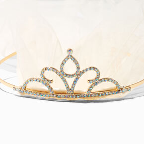 Claire&#39;s Club Special Occasion White Veil Gold Crown,