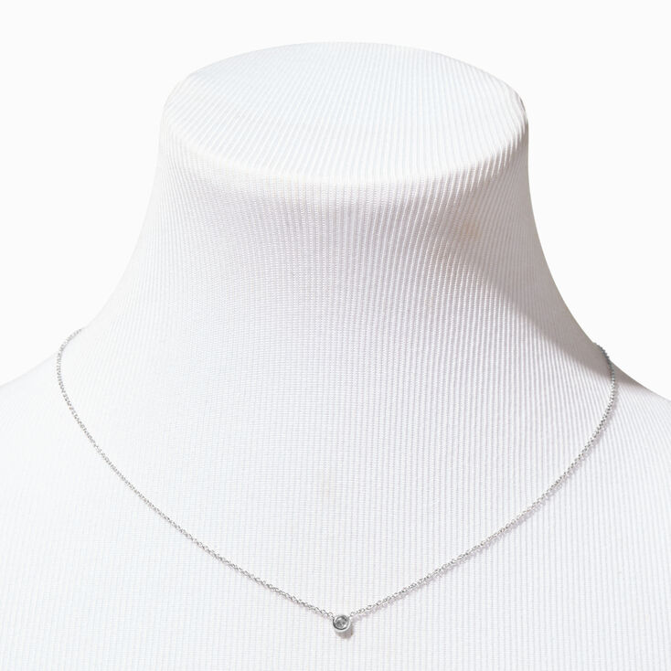 C LUXE by Claire&#39;s Sterling Silver 1/10 ct. tw. Lab Grown Diamond Bezel Stone Pendant Necklace,